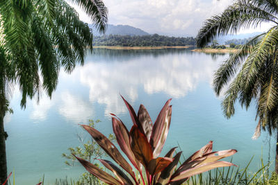 Scenic view of lake against sky