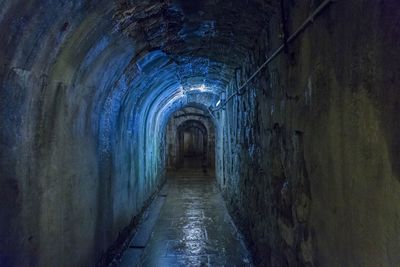 Empty illuminated tunnel in fortress