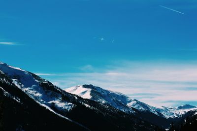 Scenic view of snow covered mountains against sky