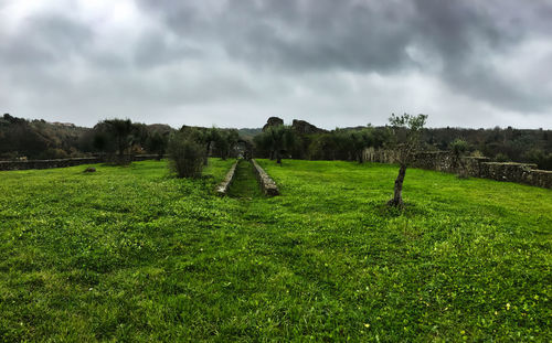 Scenic view of land against sky