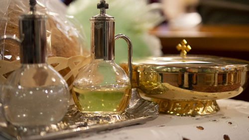 Close-up of wine glass on table