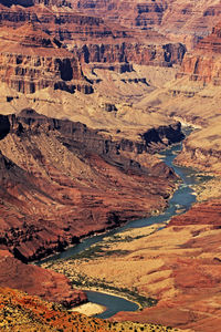 Aerial view of river and rock formations