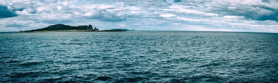 Scenic view of sea against cloudy sky