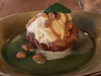 Close-up of ice cream in plate