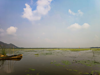 Scenic view of lake against sky