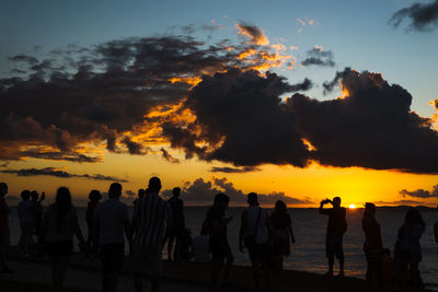 Dramatic sunset with dark yellow clouds in the city of salvador, bahia, brazil.