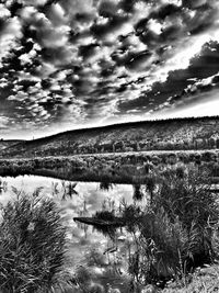 Scenic view of lake against sky