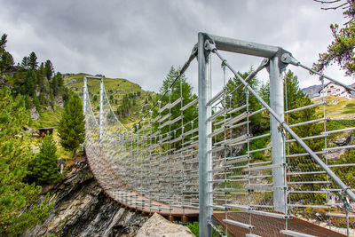 Panoramic view of bridge and trees against sky