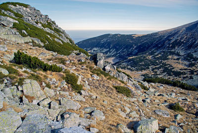 Scenic view of rocky mountains against sky