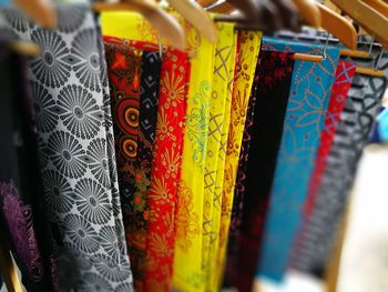 Close-up of multi colored hanging