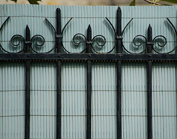 Low angle view of metal structure on building