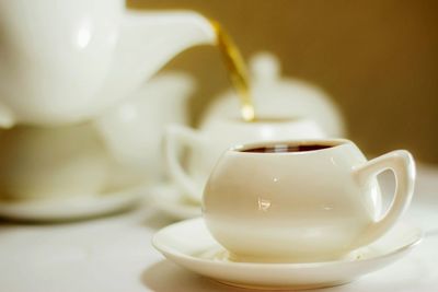 Close-up of tea served on table