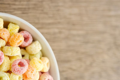 High angle view of breakfast on table