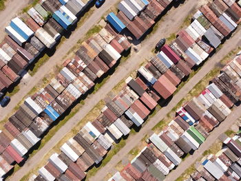 High angle view of residential buildings