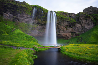 Scenic view of waterfall