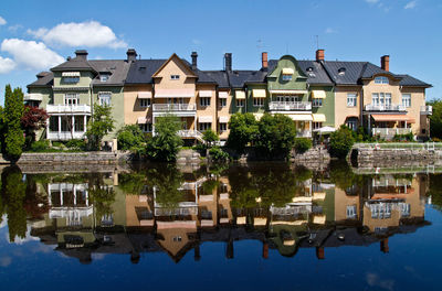 Reflection of buildings in lake