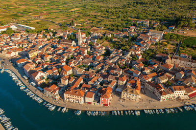 Aerial view of stari grad town on hvar island, croatia