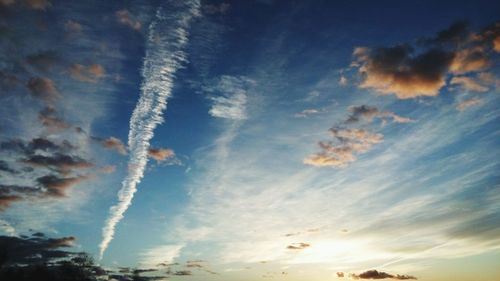 Low angle view of sky at sunset