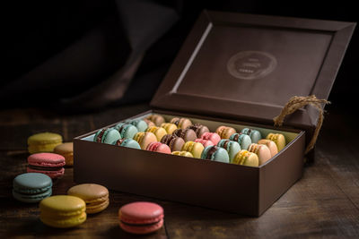 Photo of elegant macarons box for gifts.