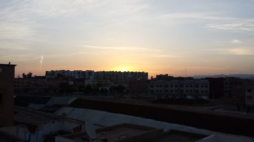 View of city at sunset