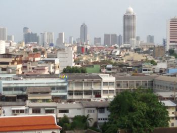 Cityscape against clear sky