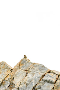 Low angle view of rock against clear sky