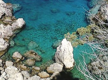 High angle view of rocks