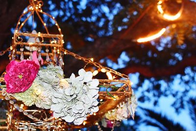 Close-up of christmas decoration hanging on tree