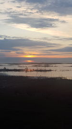 Scenic view of calm sea at sunset
