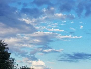 Low angle view of clouds in blue sky