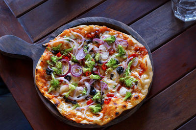 High angle view of food on table