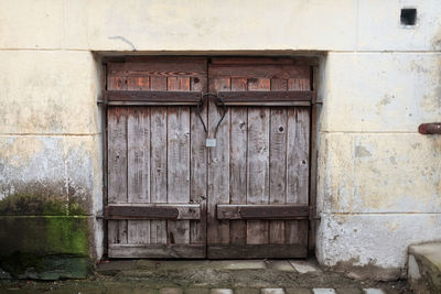 Closed door of old building