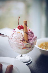 Close-up of ice cream in bowl