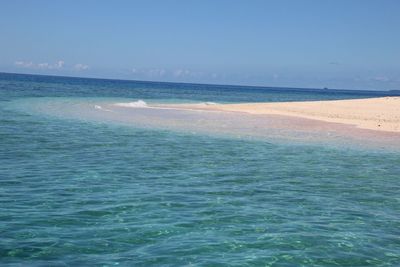 Scenic view of sea against blue sky