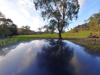 Scenic view of lake against sky