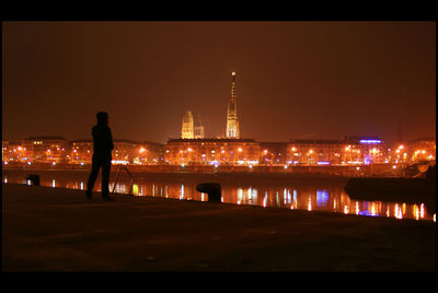 City lit up at night