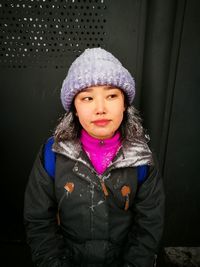 Portrait of girl in snow