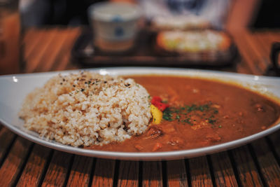 Close-up of meal served in plate