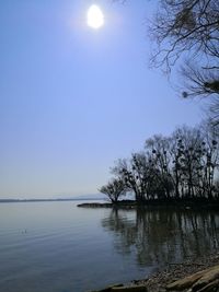 Scenic view of lake against clear sky