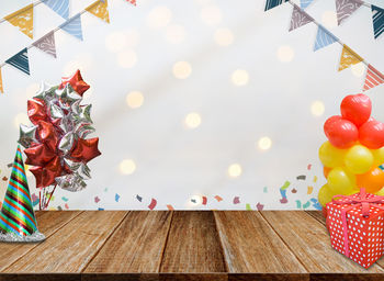 Close-up of christmas decoration on table