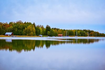 Scenic view of lake against sky