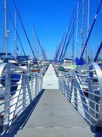 Suspension bridge against blue sky