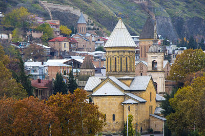 Tbilisi city center, old famous houses and city view, old famous street in old town, architecture