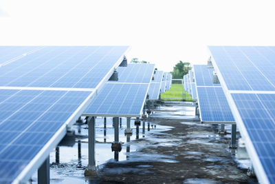 Solar panels against clear sky