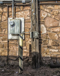 Fuse box on wooden pole