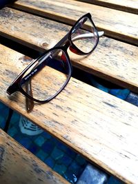 High angle view of sunglasses on table