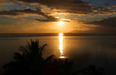 Scenic view of sea at sunset