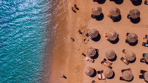 High angle view of sand on beach