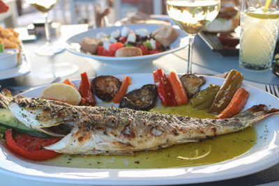 Close-up of food in plate on table