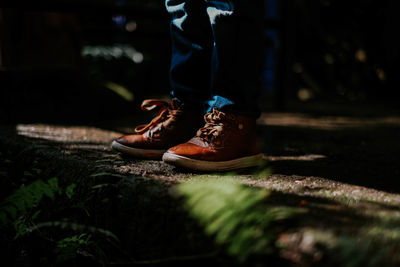 Low section of person wearing shoes standing outdoors